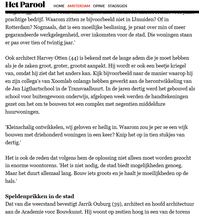 Parool kleinschalig ontwikkelen